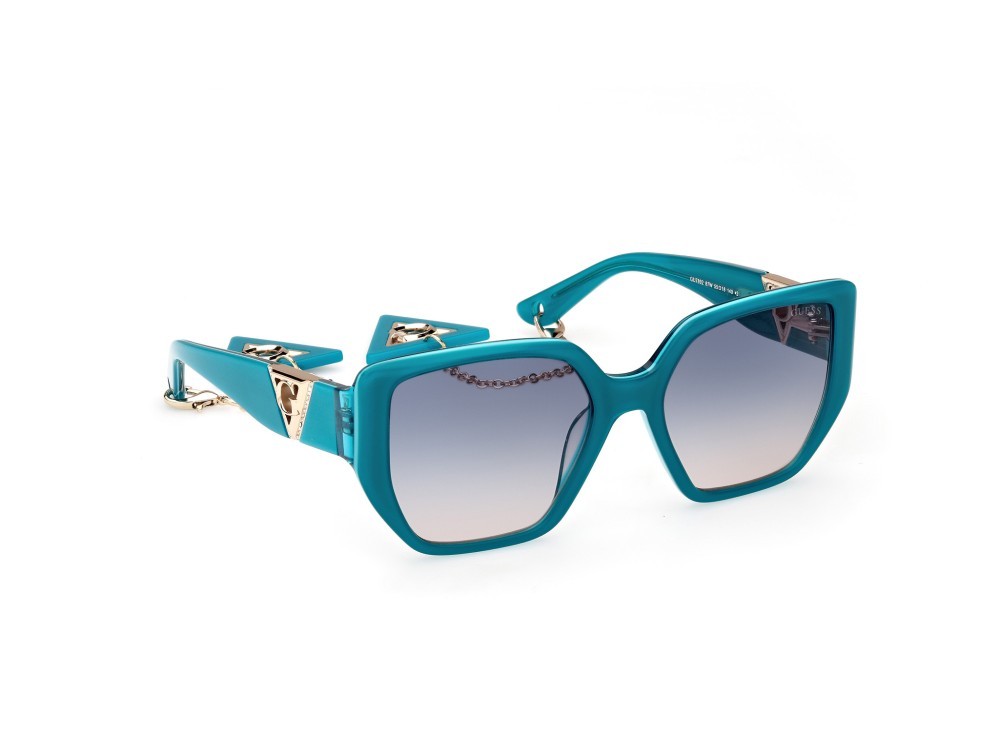 Sonnenbrillen Guess GU7892 (87W) farbe turchese lucido form geometrisch gläser blu grad.