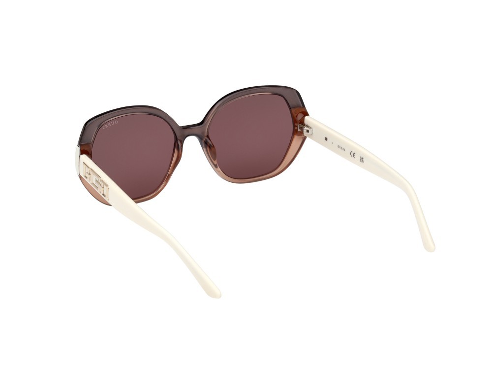 Occhiali da sole Guess GU7911 (20Y) colore grigio striato - avorio lucido forma geometrico lenti viola