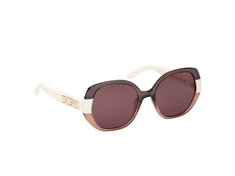 Occhiali da sole Guess GU7911 (20Y) colore grigio striato - avorio lucido forma geometrico lenti viola