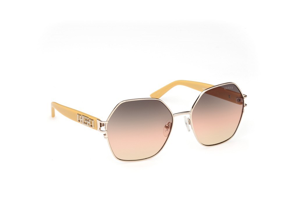 Occhiali da sole Guess GU7913 (33F) colore oro pallido lucido - giallo forma geometrico lenti marrone sfumato