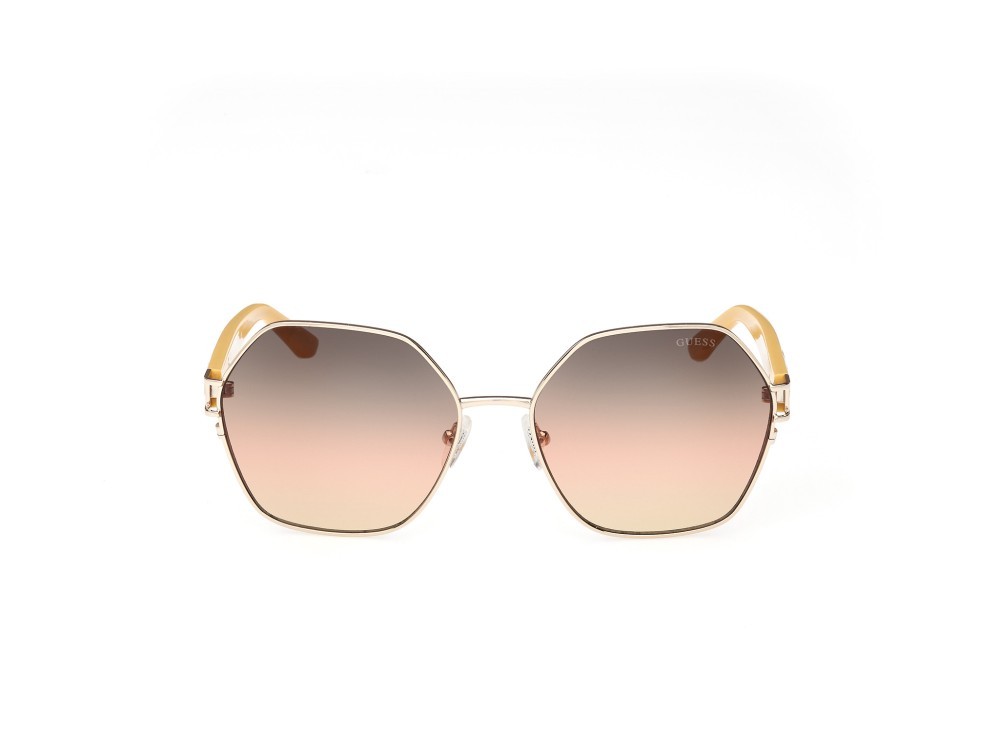 Occhiali da sole Guess GU7913 (33F) colore oro pallido lucido - giallo forma geometrico lenti marrone sfumato