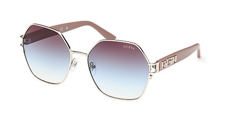 Occhiali da sole Guess GU7913 (33W) colore oro pallido lucido - beige forma geometrico lenti blu sfumato