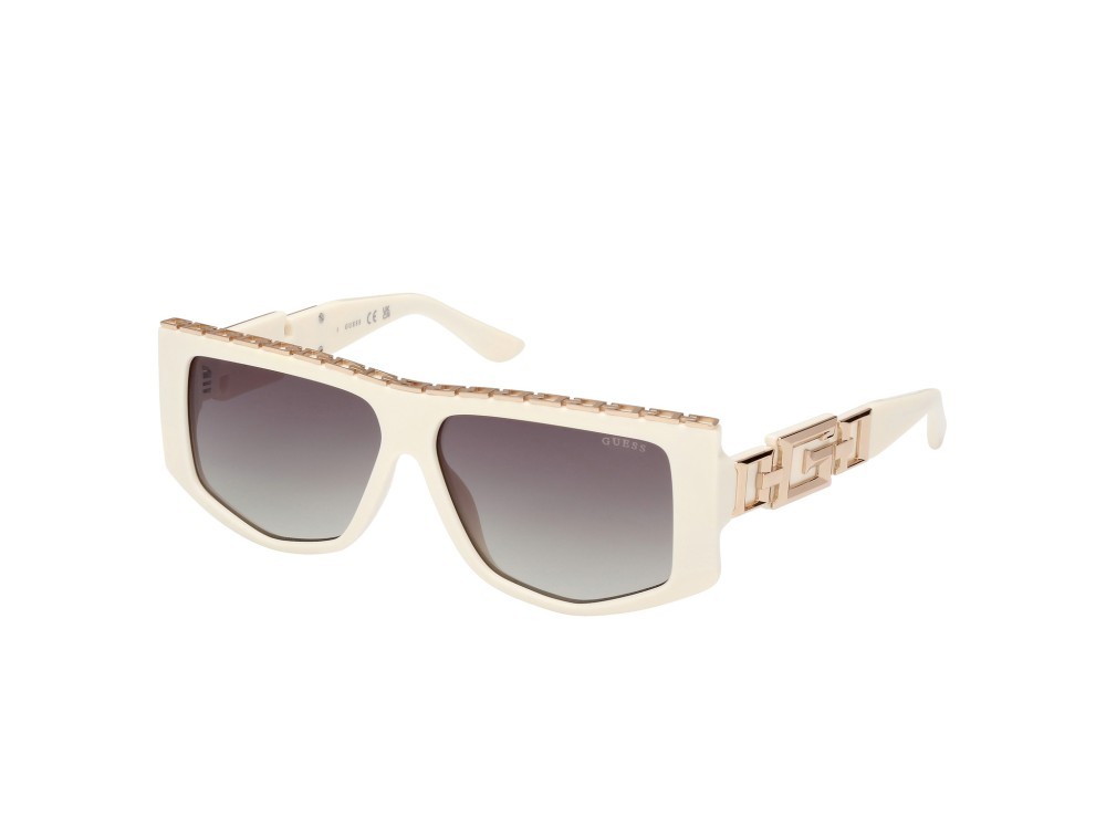 Sonnenbrillen Guess GU7914 (21P) farbe bianco lucido - bianco cristallo  form geometrisch gläser verde sfumato