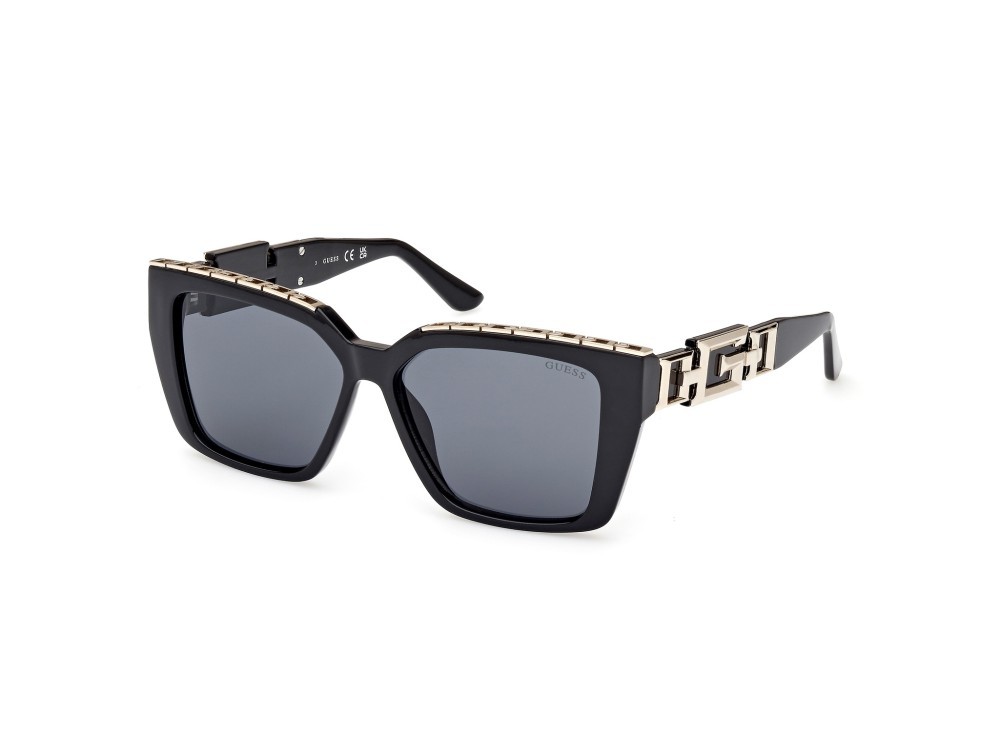 Occhiali da sole Guess GU7915 (01A) colore nero lucido forma quadrato lenti fumo