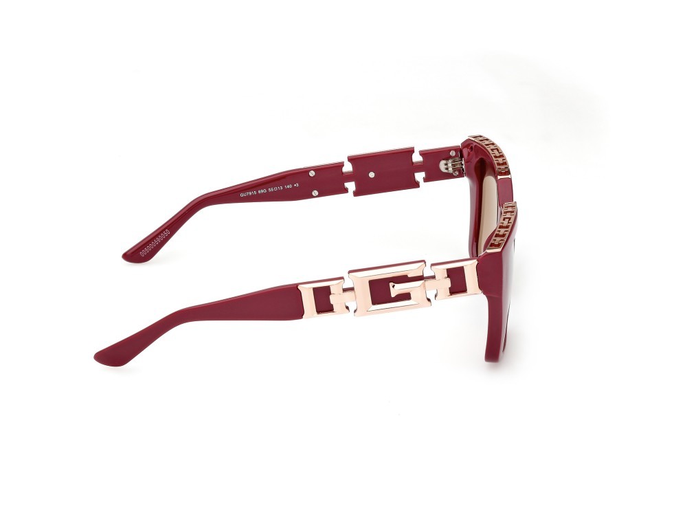 Sonnenbrillen Guess GU7915 (69G) farbe bordeaux lucido form quadratisch gläser marrone specchiato