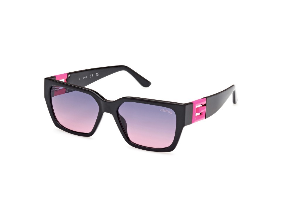 Occhiali da sole Guess GU7916 (74T) colore nero lucido forma quadrato lenti bordeaux sfumato
