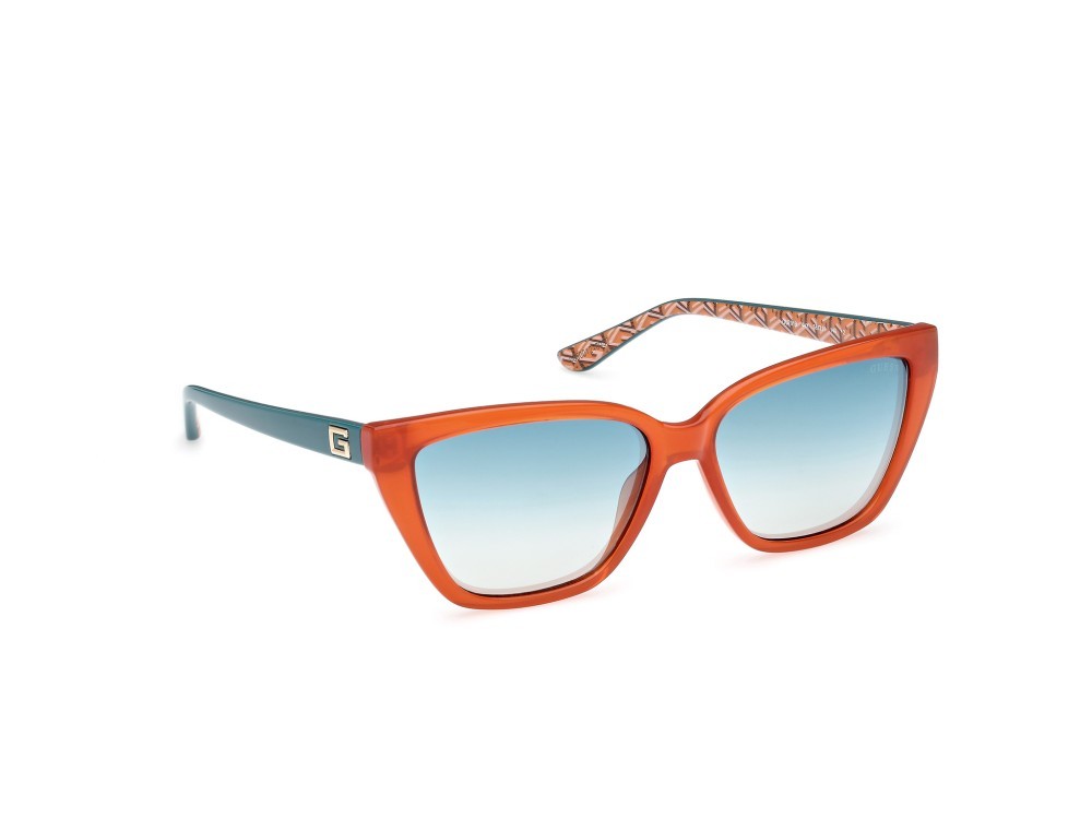 Sonnenbrillen Guess GU7919 (44X) farbe arancio scuro lucido - verde scuro lucido form cat-eye gläser blu specchiato