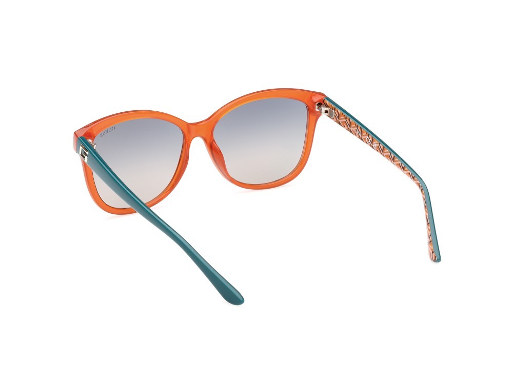 Sonnenbrillen Guess GU7920 (44X) farbe arancio scuro lucido - verde scuro lucido form rund gläser blu specchiato