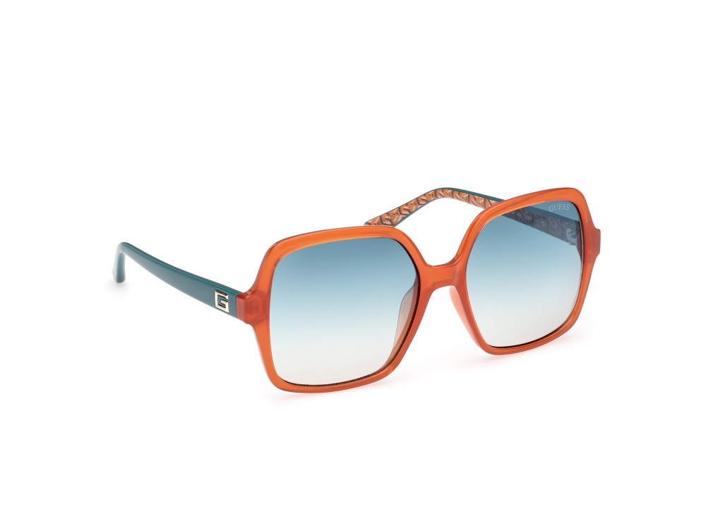 Sonnenbrillen Guess GU7921-H (44X) farbe arancio scuro lucido - verde lucido form quadratisch gläser blu specchiato