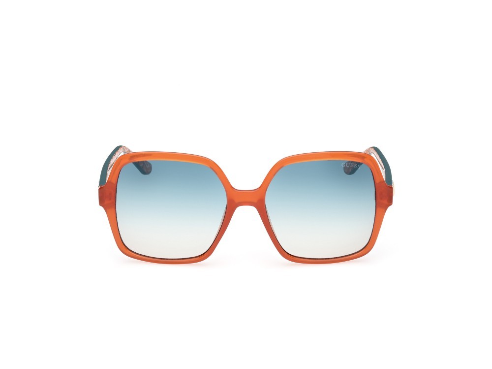 Sonnenbrillen Guess GU7921-H (44X) farbe arancio scuro lucido - verde lucido form quadratisch gläser blu specchiato