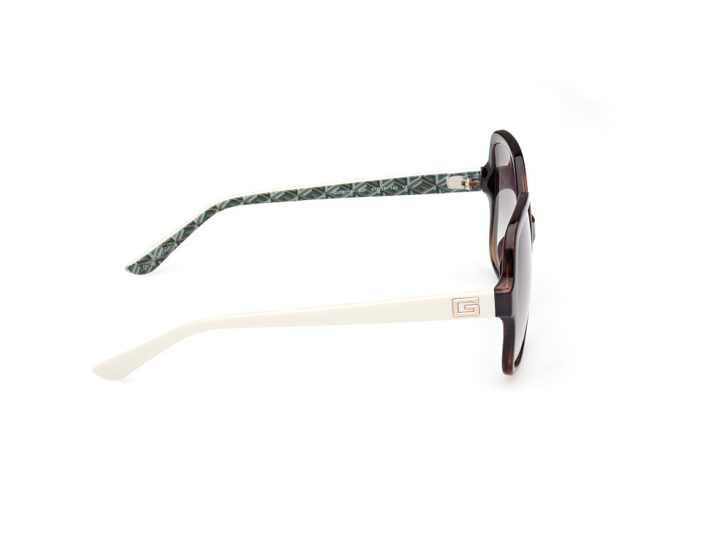 Occhiali da sole Guess GU7921-H (52P) colore avana scura - bianco lucido forma quadrato lenti verde sfumato
