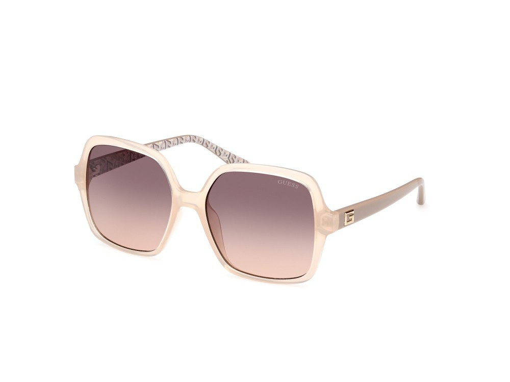 Occhiali da sole Guess GU7921-H (57F) colore beige lucido forma quadrato lenti marrone sfumato