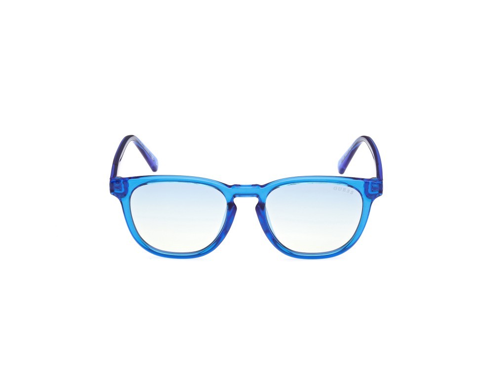 Occhiali da sole Guess GU8293 (90X) colore blu lucido forma rotondo lenti blu specchiato