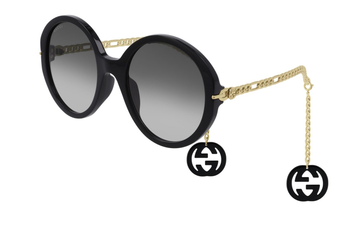 Sonnenbrillen Gucci Fashion Inspired GG0726S-001 farbe gold form rund gläser grey