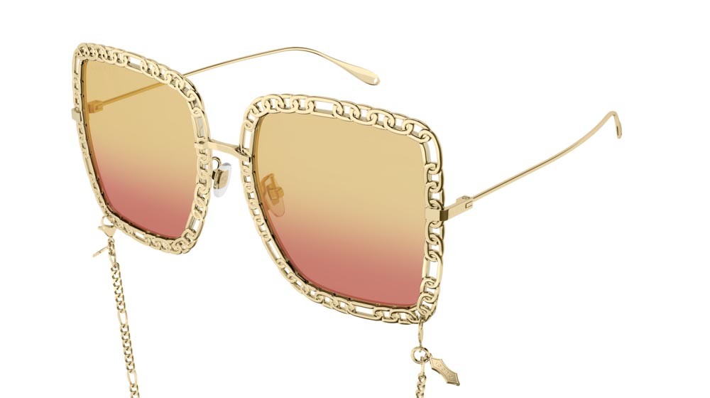 Sonnenbrillen Gucci Fashion Inspired GG1033S-001 farbe gold form rechteckig gläser yellow