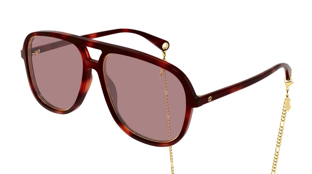 Sonnenbrillen Gucci Fashion Inspired GG1077S-003 farbe havana form aviator gläser pink