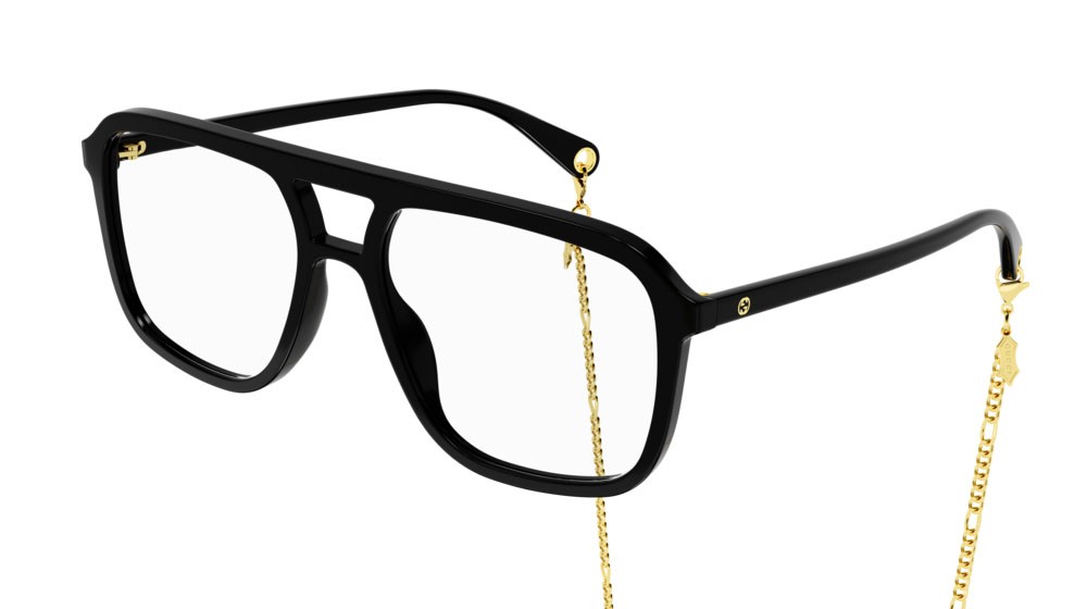 Brillen Gucci Fashion Inspired GG1078O-001 farbe black form aviator gläser transparent