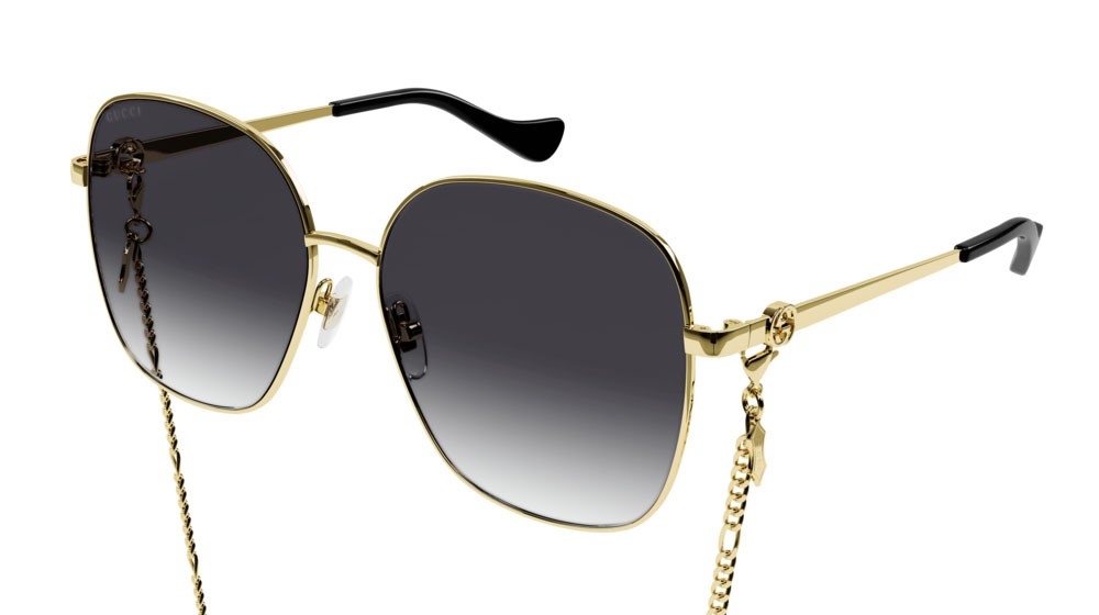 Sonnenbrillen Gucci Fashion Inspired GG1089SA-001 farbe gold form rechteckig gläser grey
