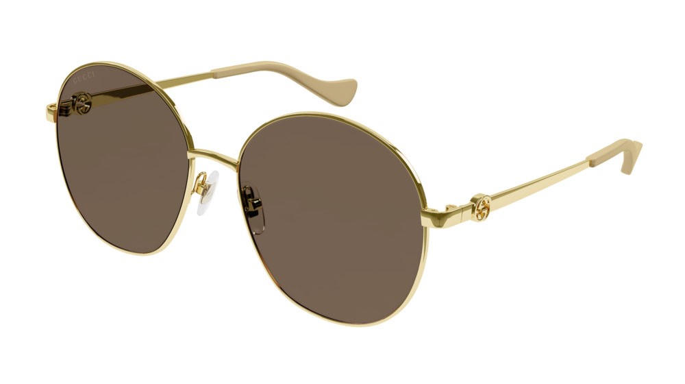 Sonnenbrillen Gucci Fashion Inspired GG1090SA-003 farbe gold form rund gläser brown