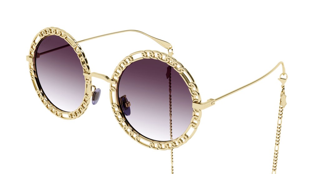 Sonnenbrillen Gucci Fashion Inspired GG1113S-002 farbe gold form rund gläser violet