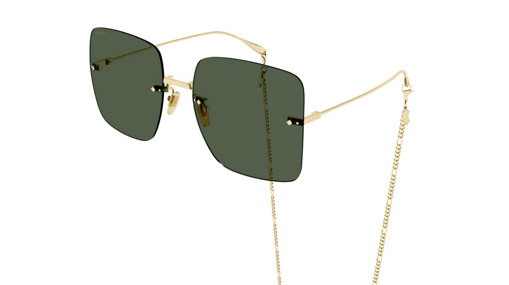 Sonnenbrillen Gucci Fashion Inspired GG1147S-002 farbe gold form schmetterling gläser green