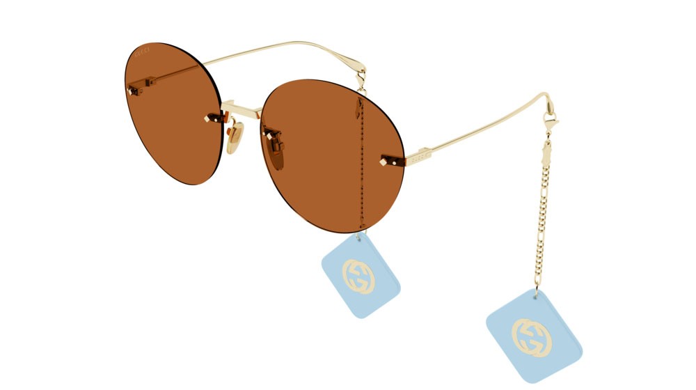 Sonnenbrillen Gucci Fashion Inspired GG1149S-007 farbe gold form rund gläser orange