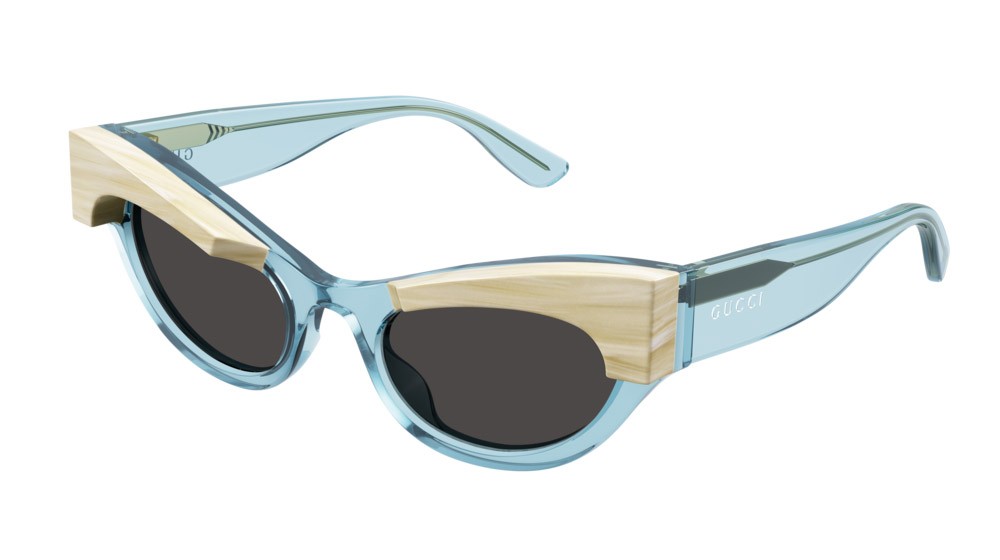 Sonnenbrillen Gucci Fashion Inspired GG1167S-004 farbe light-blue form cat-eye gläser grey