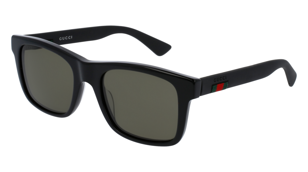 Occhiali da sole Gucci Urban Gg0008s-001 colore black forma rettangolare lenti green