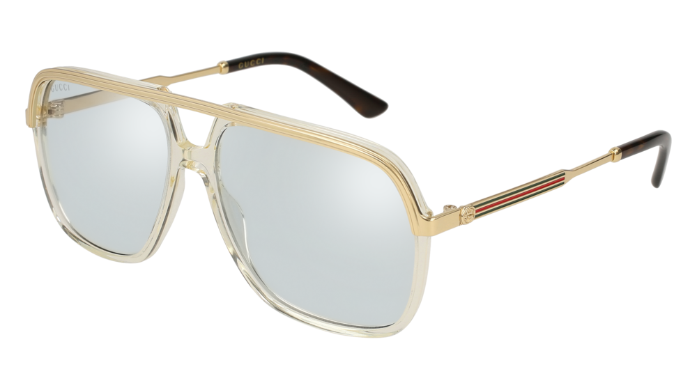 Sonnenbrillen Gucci Sensual Romantic Gg0200s-005 farbe gold form rechteckig gläser light blue