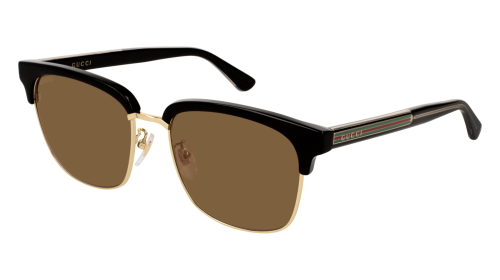 Occhiali da sole Gucci Web Gg0382s-002 colore black forma rettangolare lenti brown