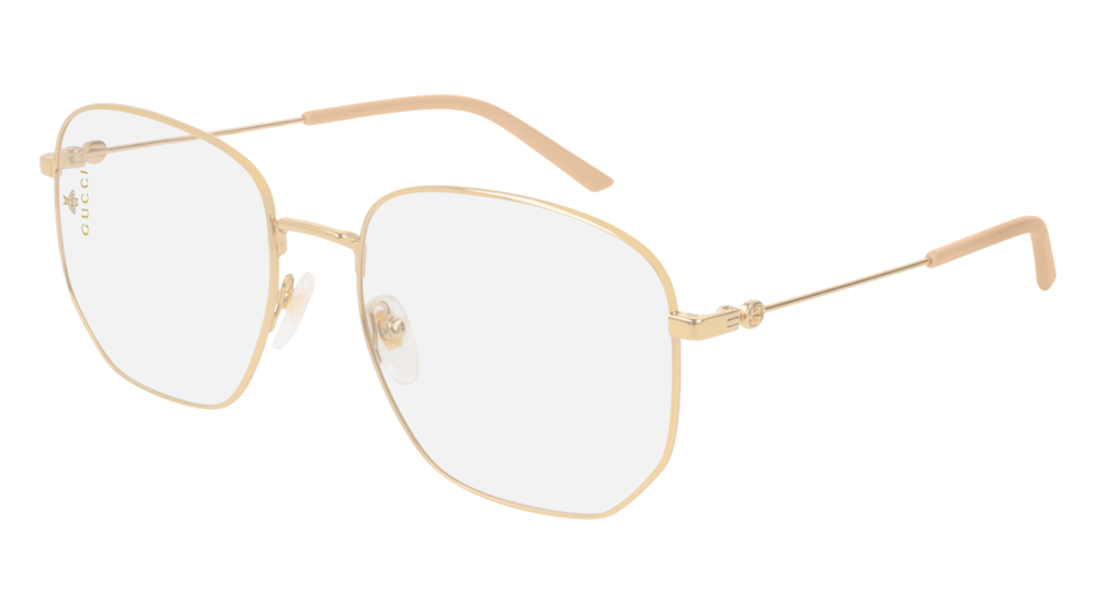Sunglasses Gucci Logo Gg0396s-001 color gold shape rectangle lenses transparent