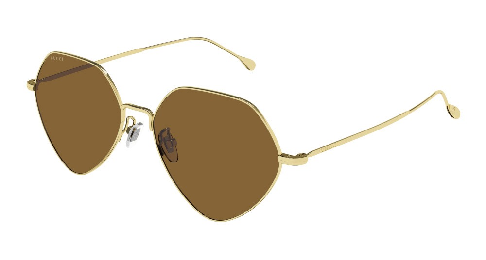Occhiali da sole Gucci GG1182S-002 colore oro forma geometrico lenti marrone