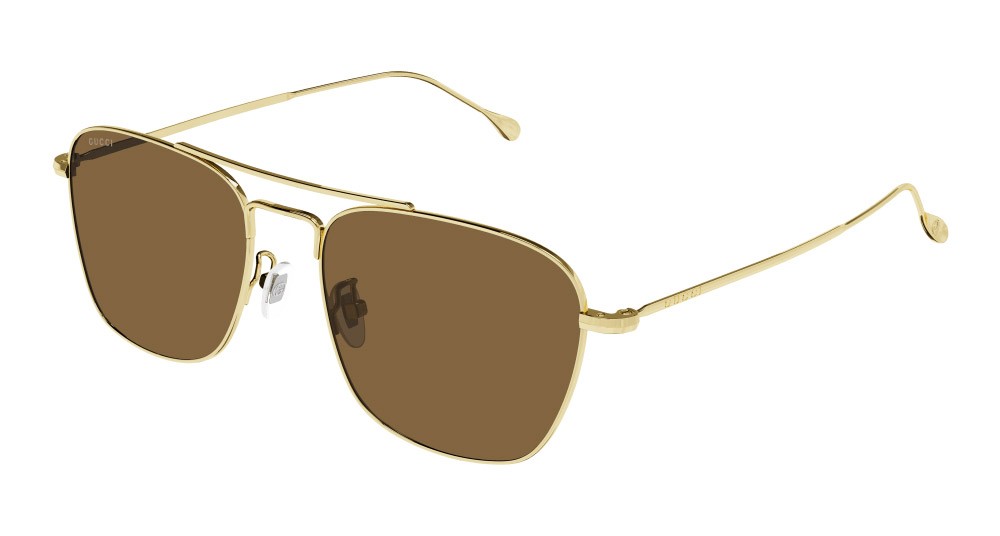 Occhiali da sole Gucci GG1183S-006 colore oro forma rettangolare lenti marrone