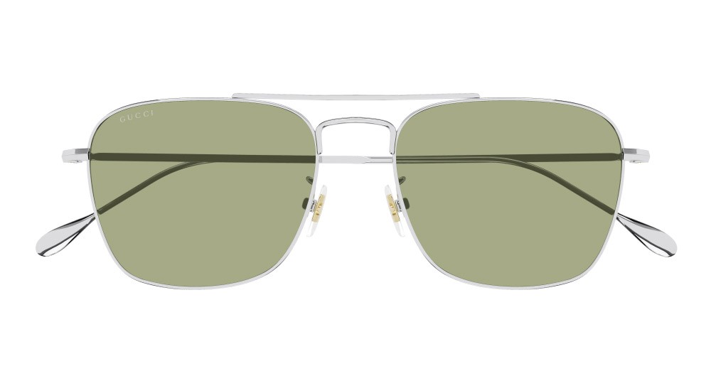 Occhiali da sole Gucci GG1183S-008 colore argento forma rettangolare lenti verde
