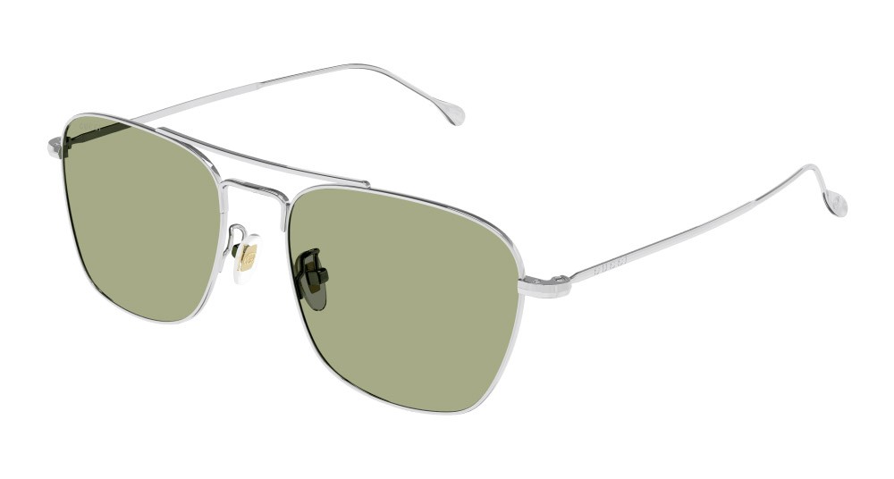 Occhiali da sole Gucci GG1183S-008 colore argento forma rettangolare lenti verde