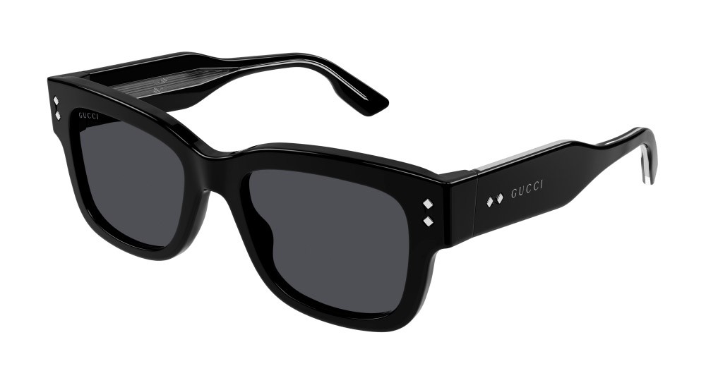 Occhiali da sole Gucci GG1217S-001 colore nero forma rettangolare lenti grigio