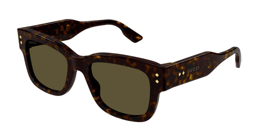 Occhiali da sole Gucci GG1217S-002 colore havana forma rettangolare lenti verde