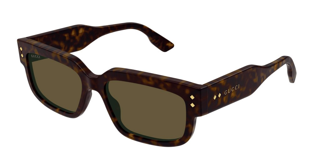 Occhiali da sole Gucci GG1218S-002 colore havana forma rettangolare lenti verde