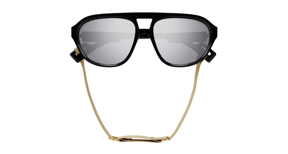 Occhiali da sole Gucci GG1239S-002 colore nero forma aviator lenti argento