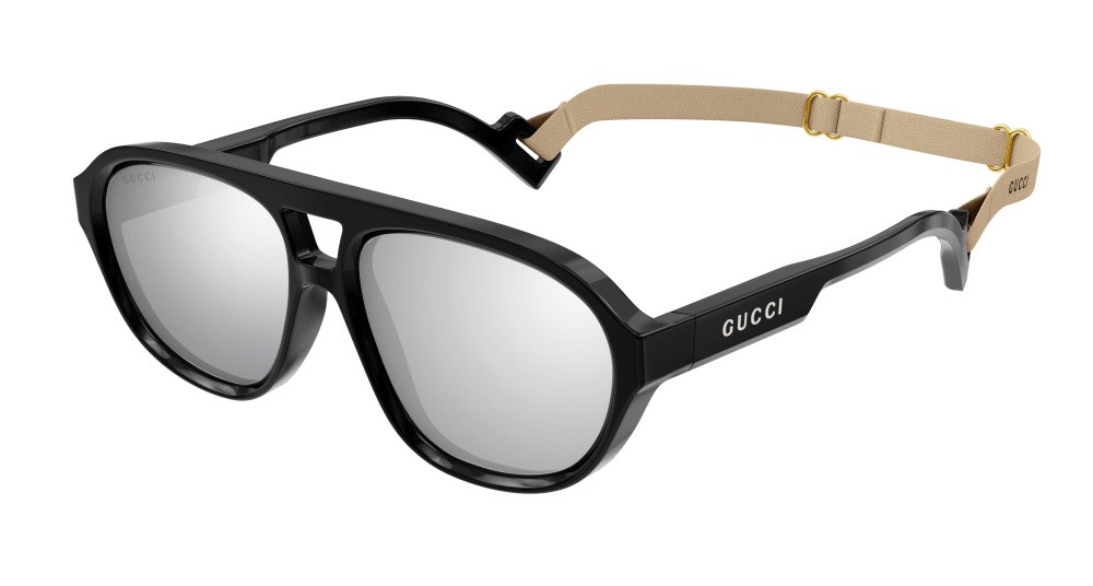 Occhiali da sole Gucci GG1239S-002 colore nero forma aviator lenti argento