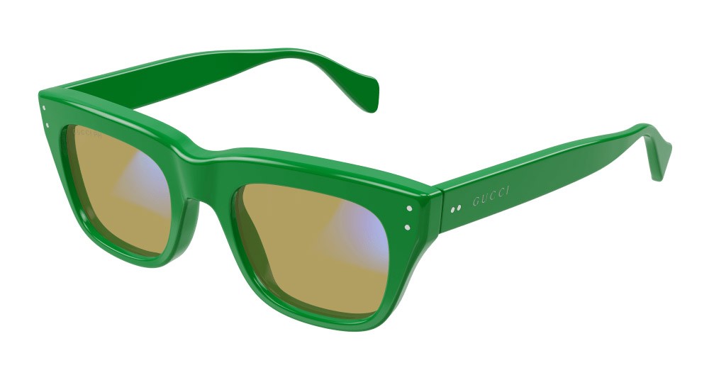Occhiali da sole Gucci GG1365S-003 colore verde forma rettangolare lenti trasparente