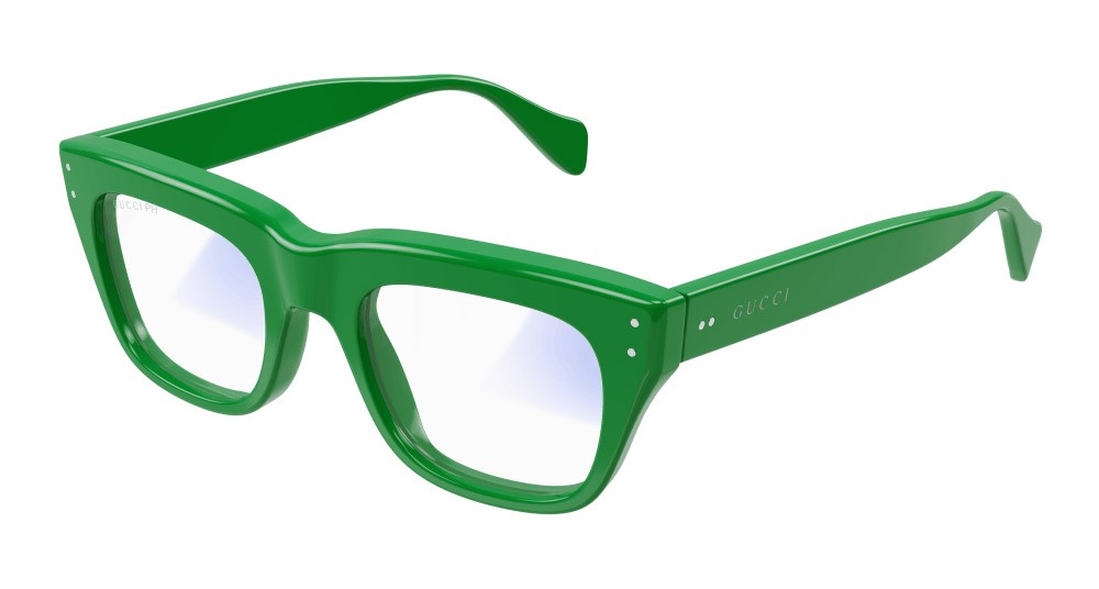 Occhiali da sole Gucci GG1365S-003 colore verde forma rettangolare lenti trasparente