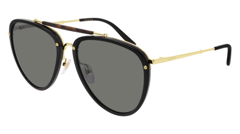 Occhiali da sole Gucci Logo GG0672S-001 colore gold forma aviator lenti grey