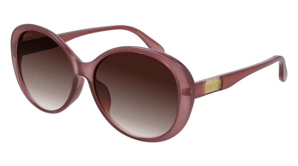 Sonnenbrillen Gucci Logo GG0793SK-003 farbe pink form rund gläser brown