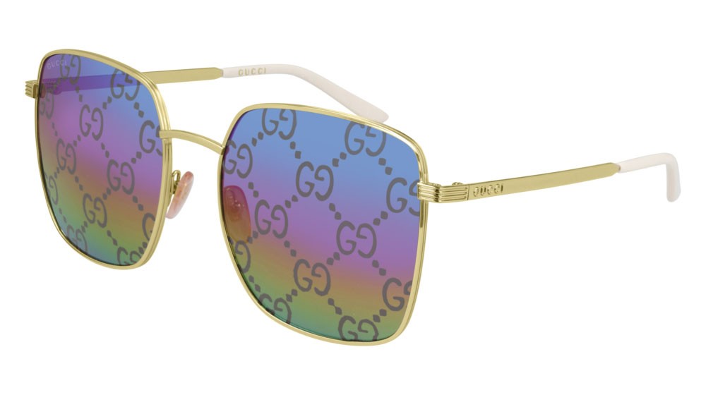 Sonnenbrillen Gucci Logo GG0802S-004 farbe gold form rechteckig gläser multicolor