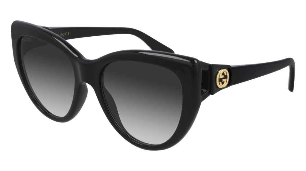 Sonnenbrillen Gucci Logo GG0877S-001 farbe black form cat-eye gläser grey