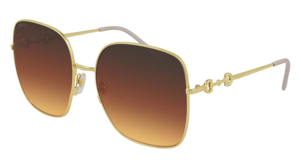 Sonnenbrillen Gucci Logo GG0879S-004 farbe gold form rechteckig gläser brown