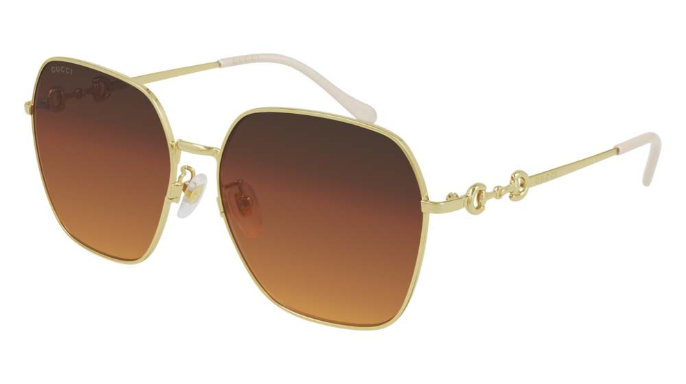 Sonnenbrillen Gucci Logo GG0882SA-004 farbe gold form rechteckig gläser brown