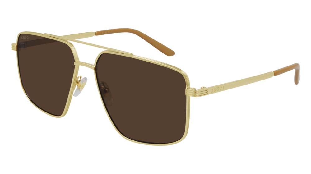 Sonnenbrillen Gucci Logo GG0941S-003 farbe gold form aviator gläser brown