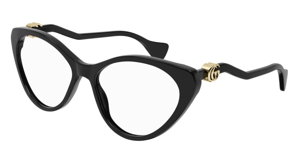 Brillen Gucci Logo GG1013O-001 farbe black form cat-eye gläser transparent